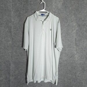 Stitch Golf Polo Mens XXL Green White Striped Performance Crest Shirt 15537